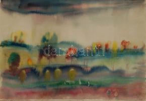 Szabó Gyula (1907–1972): Őszi szántás szignált akvarell 50x35cm