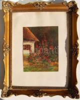 Jelzés nélkküli akvarell díszes keretben 40x48cm