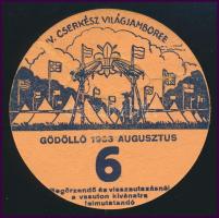 1933 Jamboree Gödöllő utazási kitűző, 6. altábor (szakadással) / Jamboree paper badge for discounted rail travel, Camp 6 with tear