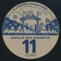 1933 Jamboree Gödöllő utazási kitűző, 11. altábor (szakadással)  / Jamboree paper badge for discount...