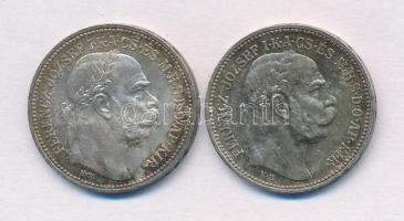 1915KB 1K Ag Ferenc József (2x) T:1-,2 patina Adamo K5.1