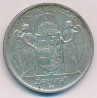 1939. 5P Ag "Horthy balra" T:2 kis ph., patina 
Adamo P8.2