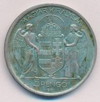 1939. 5P Ag "Horthy balra" T:2 patina 
Adamo P8.2