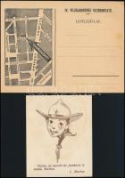 1933 Gödöllő cserkész IV. VilágJamboreemeghívó kisplakát szakadással  + 2 cserkész reklám nyomtatván...