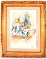 Kmetty jelzéssel: Mozsaras csendélet. Akvarell, papír, üvegezett sérült keretben, 58×35 cm