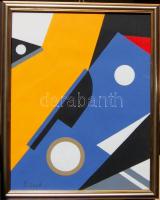 Dévényi János (1956-): Három pötty, szignált, akril, papír 38x30cm keretben