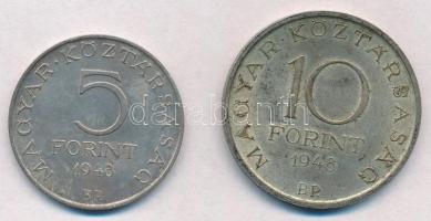 1948. 5Ft Ag "Petőfi" + 1948. 10Ft Ag "Széchenyi" T:2,2- ph