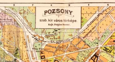 cca 1905 Feigler Ferenc: Pozsony szabad királyi város, Pozsony környéke és Pozsony vármegye térképe,...