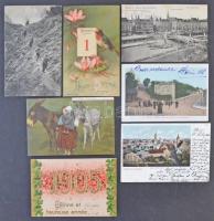 145 db régi képeslap, főleg külföldi városképek, kevés üdvözlőlap / 145 old postcards, mostly foreign city views, a few greetings