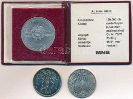 1982. 100Ft Cu-Ni "Labdarúgó Világbajnokság 1982" eredeti MNB tokban tanúsítvánnyal + 1985...