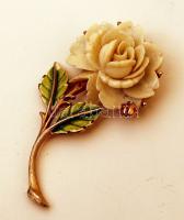 Régi dekoratív, tűzzománc bross