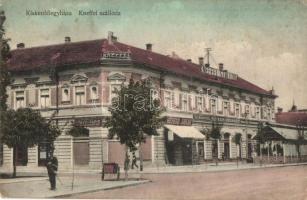 Kiskunfélegyháza, Hotel Kneffel szálloda, Beregi Jakab üzlete, Kneffel "Szikra Gyöngye" borraktár főelárusítója. Kiadja Royko B. (EK)