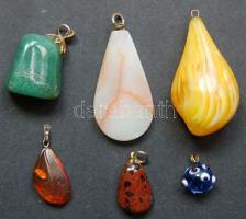 6db klf medál, közte féldrágakő