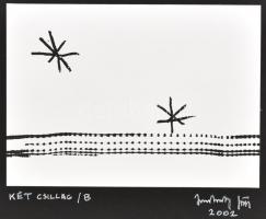 2002 Jankovszky György(1946-): Két csillag, fotógrafika, feliratozva, aláírt, pecséttel jelzett, kartonra kasírozva, 12×18 cm