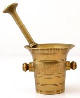 Réz mozsár törővel, d: 13,5 cm, h: 25 cm