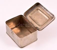 Alpakka cukordoboz, jelzés nélkül, kulcs nélkül, karcolásokkal, 8×11,5 cm