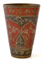 Zománcozott réz pohár, jelzés nélkül, m: 11 cm