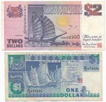 Szingapúr 1987. 1D + 1990. 2D T:III Singapore 1987. 1 Dollar + 1990. 2 Dollars C:F Krause 18.a, 28.