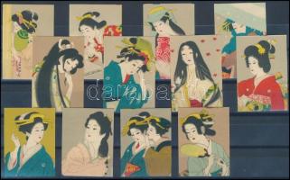 Japán gésa gyufacímke sorozat, 12 db