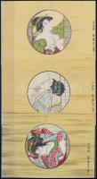 Japán erotikus jeleneteket ábrázoló nagyméretű gyufacímke sor, 3 db