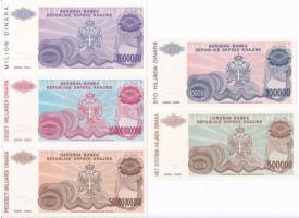 Horvátország / Krajna Szerb Köztársaság 1993-1994. 1000D-50.000.000.000D (7xklf) mind sorszám nélkül...