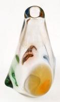 Muranói színes rücskös váza, apró kopásokkal, m: 23,5 cm