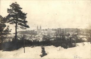1926 Zirc, látkép, Apátsági templom télen. Kiadja Scherer János (EK)