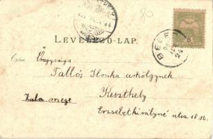 1905 Beled, Gönye vendéglője, étterem, Fő tér, Béla major, Római katolikus templom. L. F: Kummert 40...