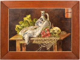 Jelzés nélkül: Galambos csendélet, olaj, vászon, fa keretben, 40,5×58,5