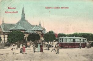 1908 Békéscsaba, Motoros állomás pavilonja, motor, városi vasút, kisvasút. Kiadja a Corvina 885. (EB)