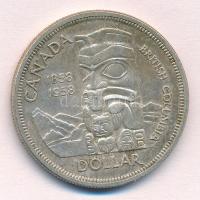 Kanada 1958. 1$ Ag "Brit-Kolumbia - Totemoszlop" T:2 ph. Canada 1958. 1 Dollar Ag "Br...