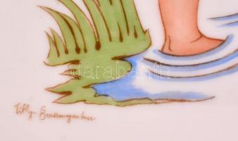 Rosenthal vízontós lapostányér, kézzel festett, jelzett, apró kopás nyomokkal, d:21 cm