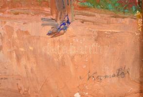 Kozma Pál (1905-1994): Lovasszekér, olaj, fa, jelzett, fa keretben, 35×41,5 cm