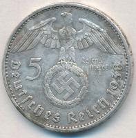 Német Harmadik Birodalom 1938A 5M Ag "Hindenburg" T:2 patina 
German Third Reich 1938A 5 ...