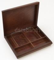 Brunel ezüst (Ag.) tetejű fa kártyadoboz, jelzett, 23×17 cm