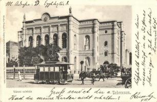 1904 Debrecen, Városi színház, lóvasút. Kiadja Telegdi K. Lajos utóda, Haranghy Gy. amateur felvétele (fa)