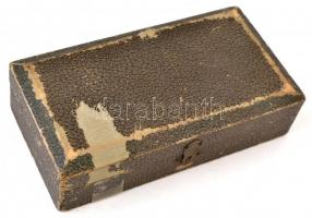 Ezüstözött szecessziós teás kanál készlet ( 6db), eredeti sérült dobozában, jelzett, h:14,5 cm (6×)