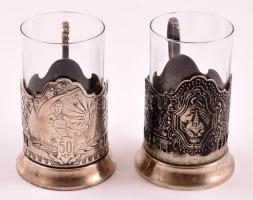Szamovár pohár üveg betéttel, 2 db (50 év 1917-1967 emlékére)