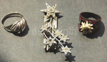 1db régi, dekoratív hajtű + 2db gyűrű, az egyik ezüst
