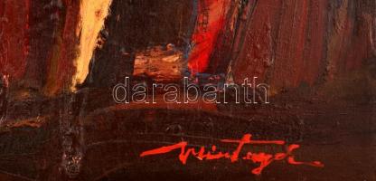 Weintrager Adolf (1927-1987): Esti faluvég, olaj, farost, jelzett, fa keretben, 40×70 cm