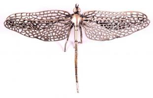 Ezüst (Ag.) miniatűr szitakötő, jelzett, 5×8 cm, nettó:9,2 g