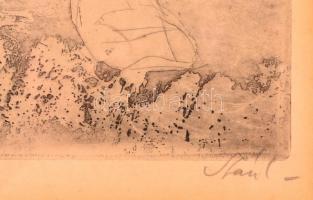 Szász Endre (1926-2003): Útonállók, rézkarc, papír, jelzett, paszpartuban, üvegezett fa keretben, 38...