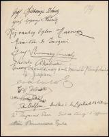 1924 Aláírások papírlapon: gróf Széchenyi Dénes, gróf Apponyi Henrik, vitéz Horthy István, gróf Pálf...
