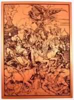 Az Apokalipszis négy lovasa, Dürer-metszetről készült modern reprodukció, réz-bakelit lemez, 41×30 cm
