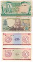 4db-os vegyes külföldi bankjegy tétel, közte Kuba, Líbia, Olaszország T:II-,III 4pcs of various banknotes, including Cuba, Libya, Italy C:VF,F