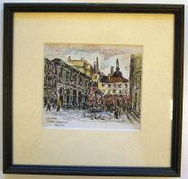 1956 Milánó színezett tus jelzés nélkül keretben 27x26cm