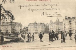 1904 Budapest V. Szabadság tér, utcaseprő, lovaskocsi (EK)