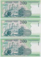 1998. 200Ft "FD" + 2001. 200Ft "FD" + 2002. 200Ft "FB" T:I-