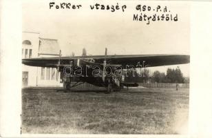 1928 Budapest XVI. Mátyásföld, a Magyar Légiforgalmi Rt. (MALERT) H-MFNA lajstromjelű Fokker F-VIII. típusú repülőgépe, 15 személyes 2 motoros (960 HP) / MALERT (predecessor of MALÉV) Fokker F-VIII aeroplane. photo