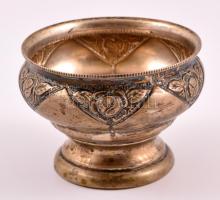 Ezüst(Ag) cukortartó, üvegbetét nélkül, jelzett, d: 9 cm, m: 6,5 cm, nettó: 54,5 g